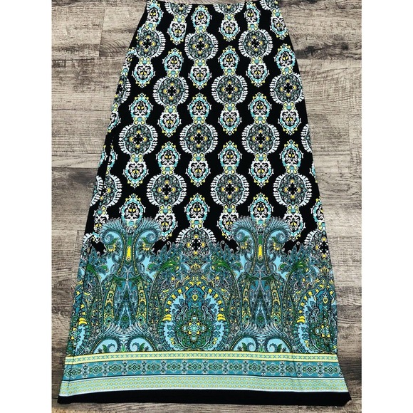 Cato Skirt Womens XS Maxi Pull On Skirt Floral Print Boho Black Tiered E9 - Picture 5 of 5